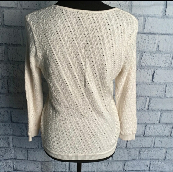 TALBOTS cream V-neck knit sweater - Picture 2 of 6